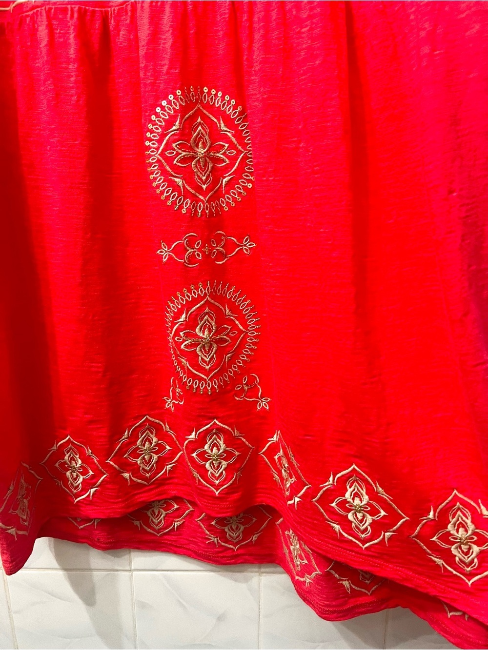 Sleeveless Red Embroidered Maxi Dress - Picture 5 of 9